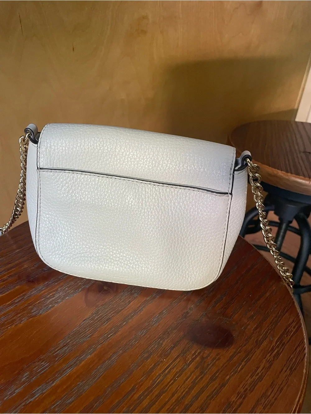 Michael Kors Cream Pebbled Leather MK Logo Crossbody